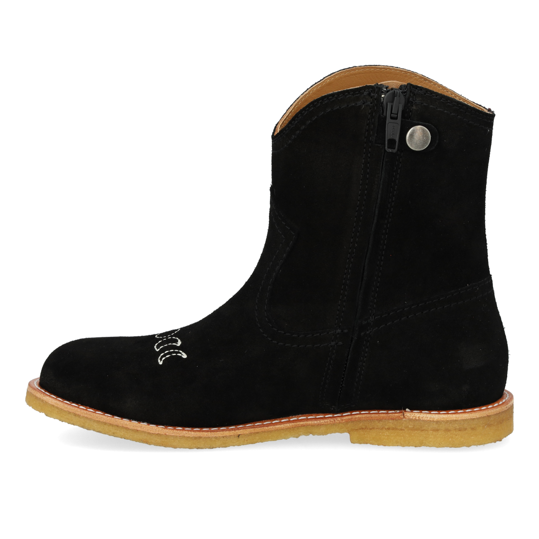 Cowboy boot with sun and moon embroidery