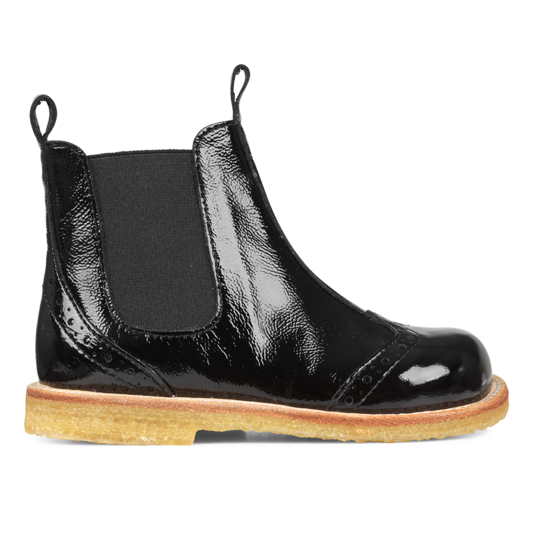 ANGULUS 6320-101 Chelsea boot with brogue lace pattern - BLACK ...