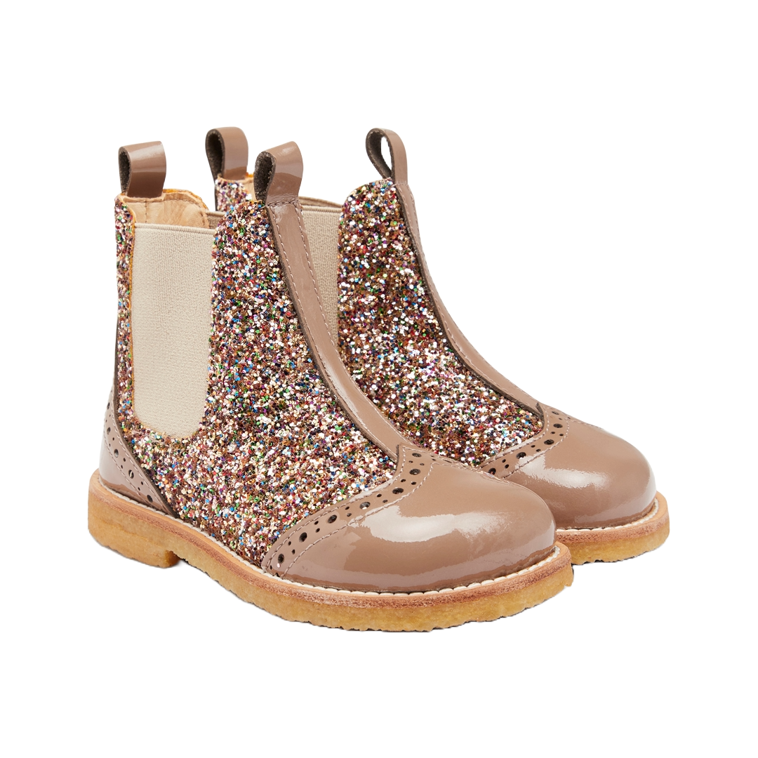 Chelsea boot with glitter and brogue details