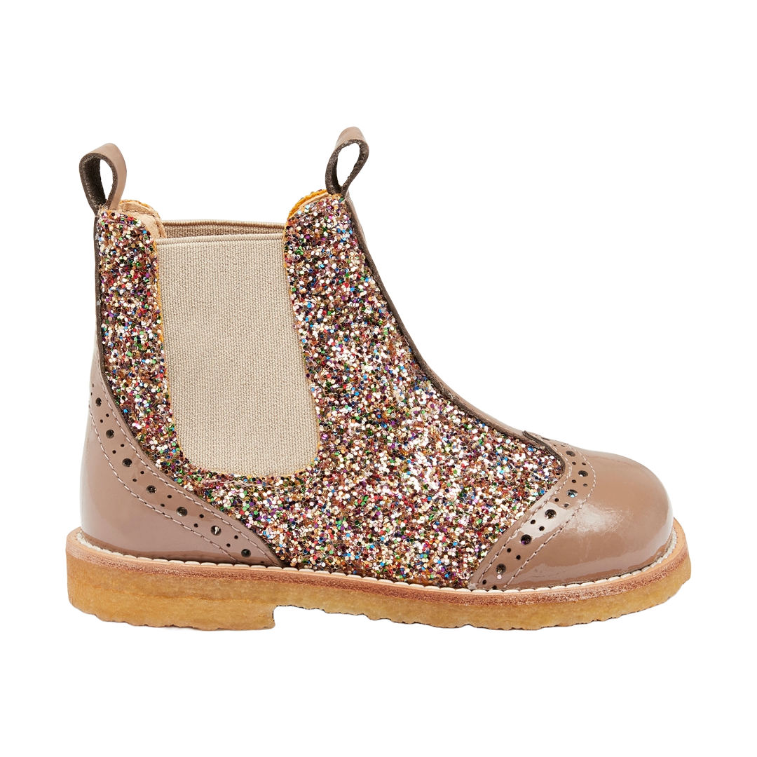Chelsea boot with glitter and brogue details