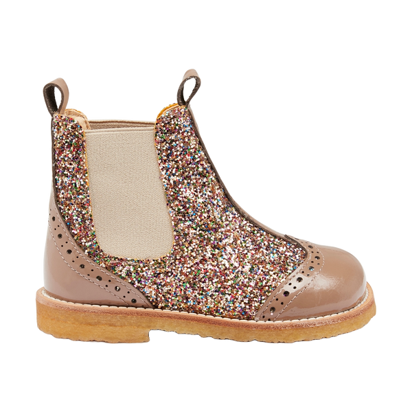 ANGULUS 6320 102 Chelsea boot with Glitter and brogues details SHINE ANGULUS COM