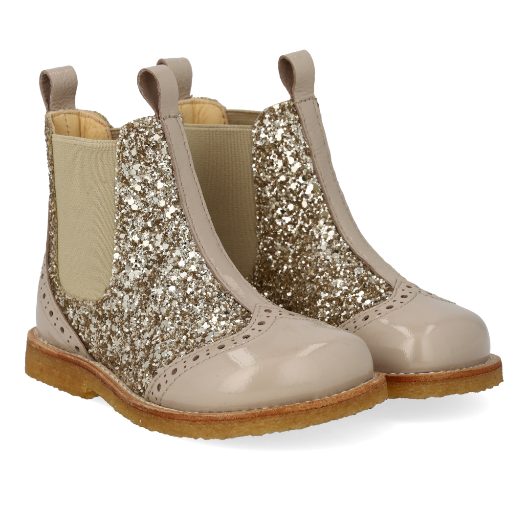 Chelsea boot with glitter and brogue detailing