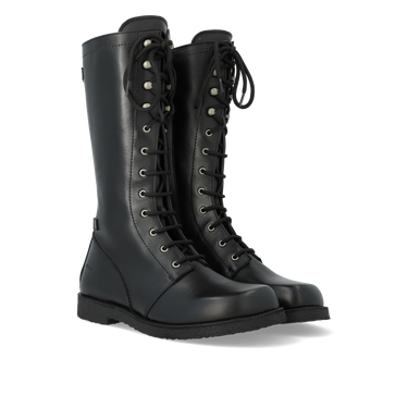 Lace-up boots w. zipper wide fit