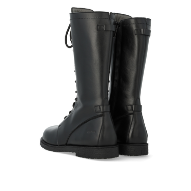 Lace-up boots w. zipper wide fit