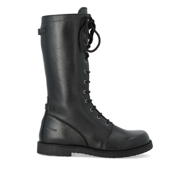 Lace-up boots w. zipper wide fit