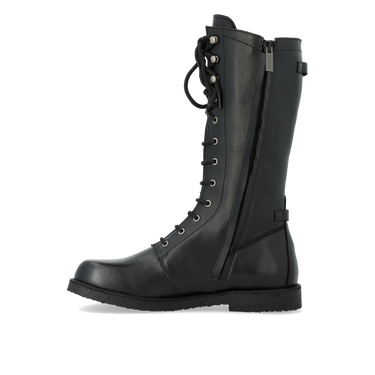 Lace-up boots w. zipper wide fit