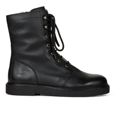 Lace-up boot with wool lining and zipper