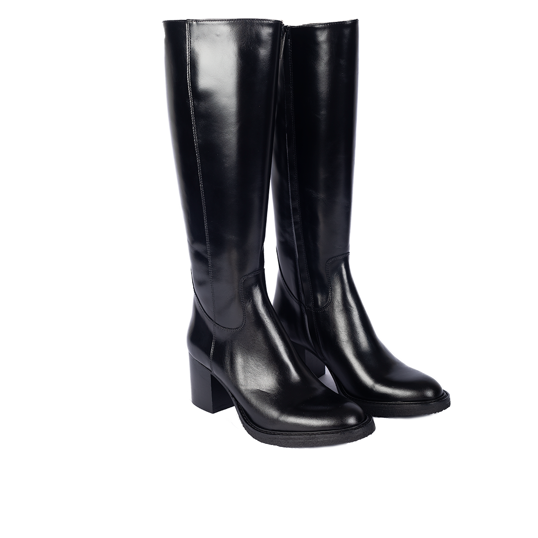 70s-inspired long shafted leather boot