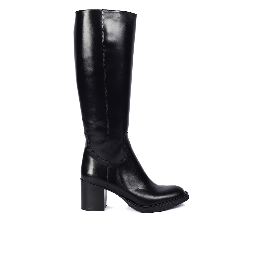 70s-inspired long shafted leather boot