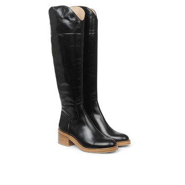 High-leg boot with block heel and zipper