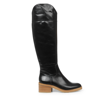 High-leg boot with block heel and zipper