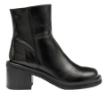 Leather boot with graphic block heel