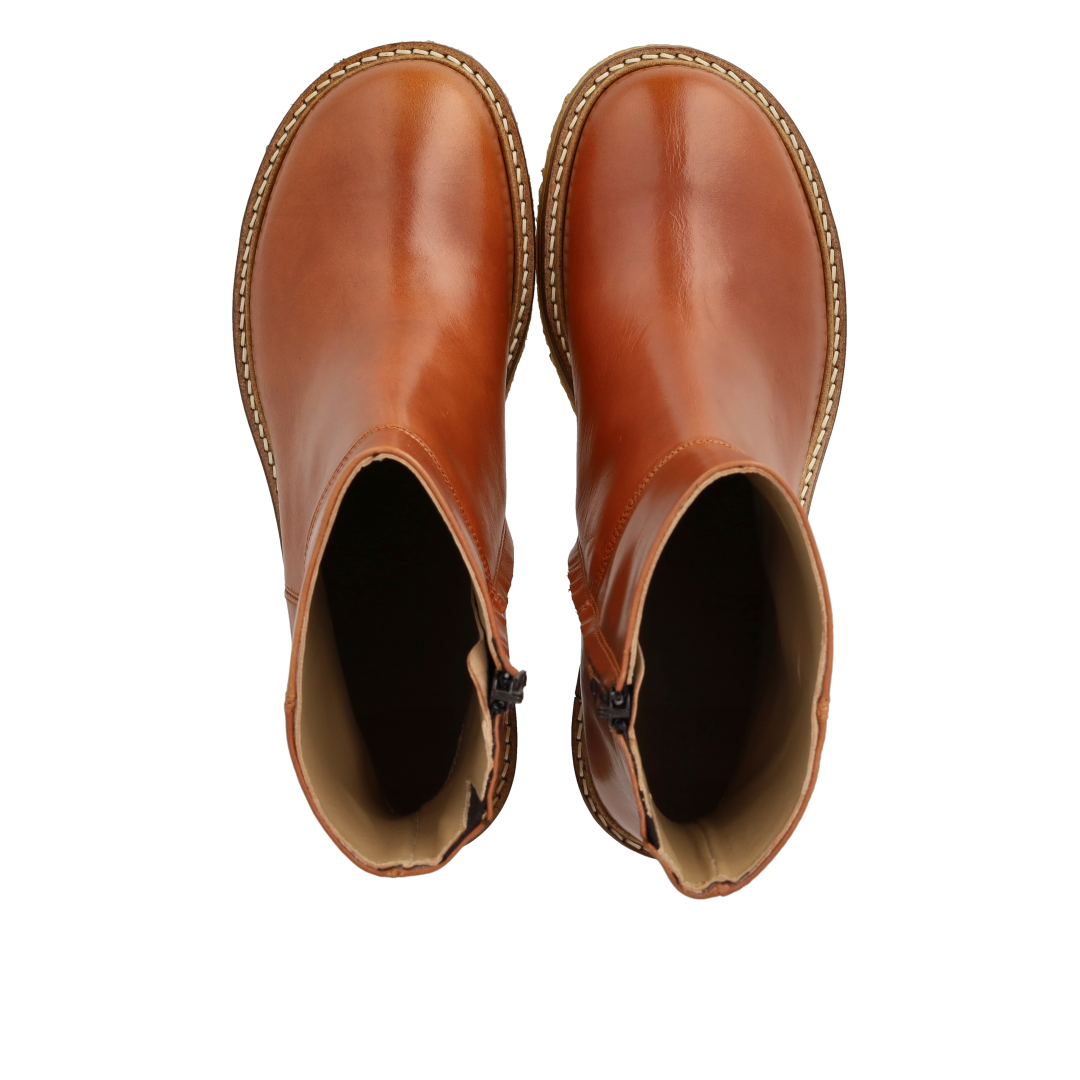 Block-heel ankle boot with zipper