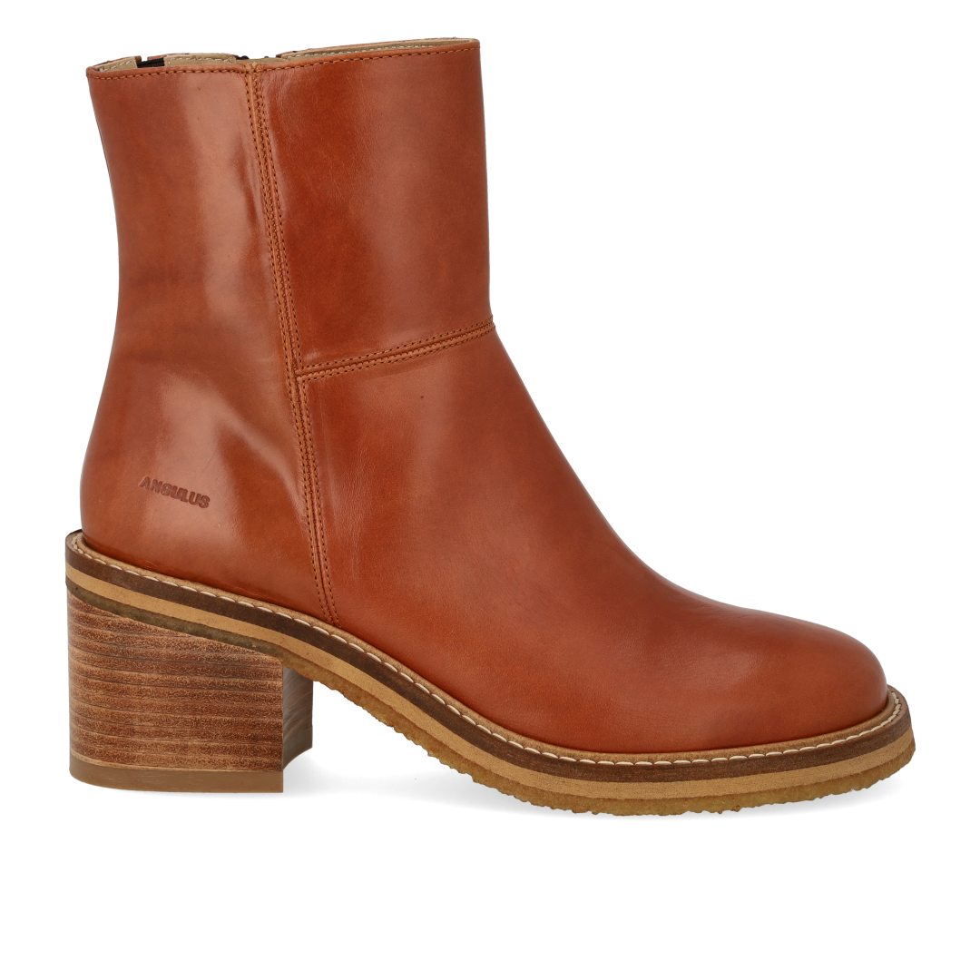 Block-heel ankle boot with zipper