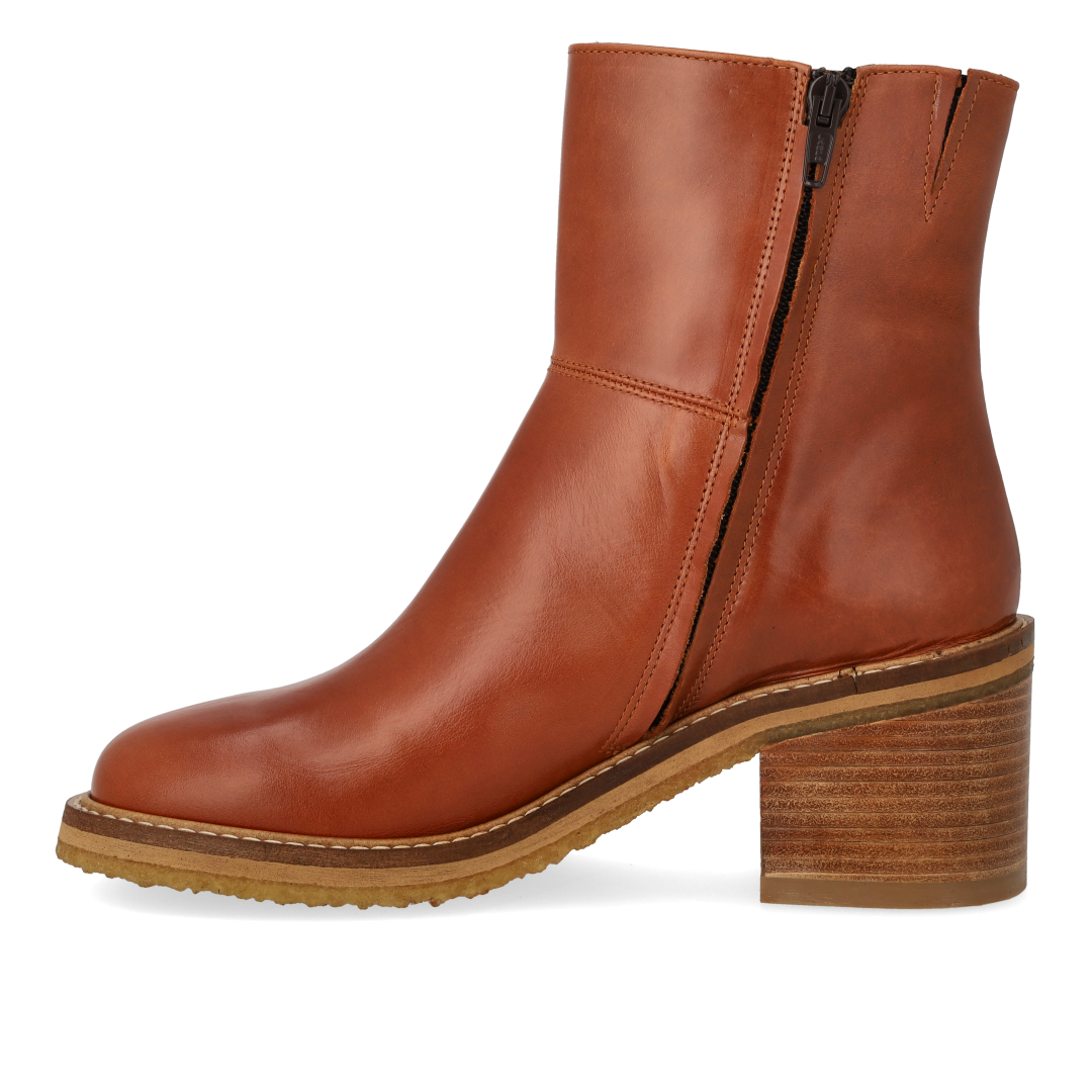 Block-heel ankle boot with zipper