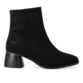 Ankle boot with sculptural black wooden heel