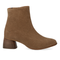 Ankle boot with sculptural wooden heel