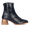 Hand-braided leather ankle boot with sculptural block heel
