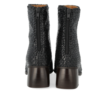 Hand-braided boot with a sculptural block heel