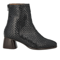 Hand-braided leather boot with sculptural block heel