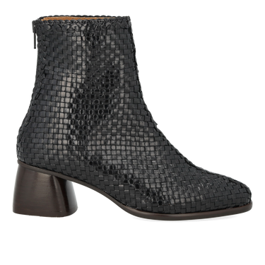 Hand-braided boot with a sculptural block heel