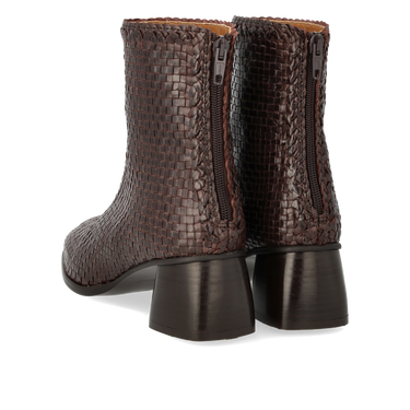 Hand-braided boot with a sculptural block heel