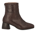 Hand-braided leather ankle boot with sculptural block heel