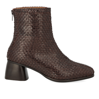 Hand-braided boot with a sculptural block heel