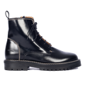 Lace-up boot with decorative contrast stitching
