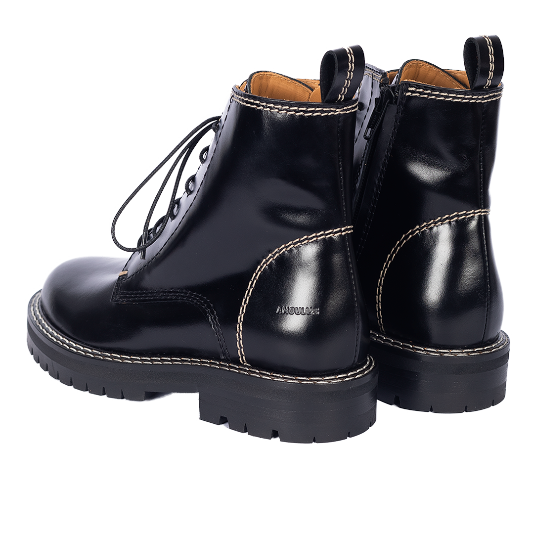 Lace-up boot with decorative contrast stitching