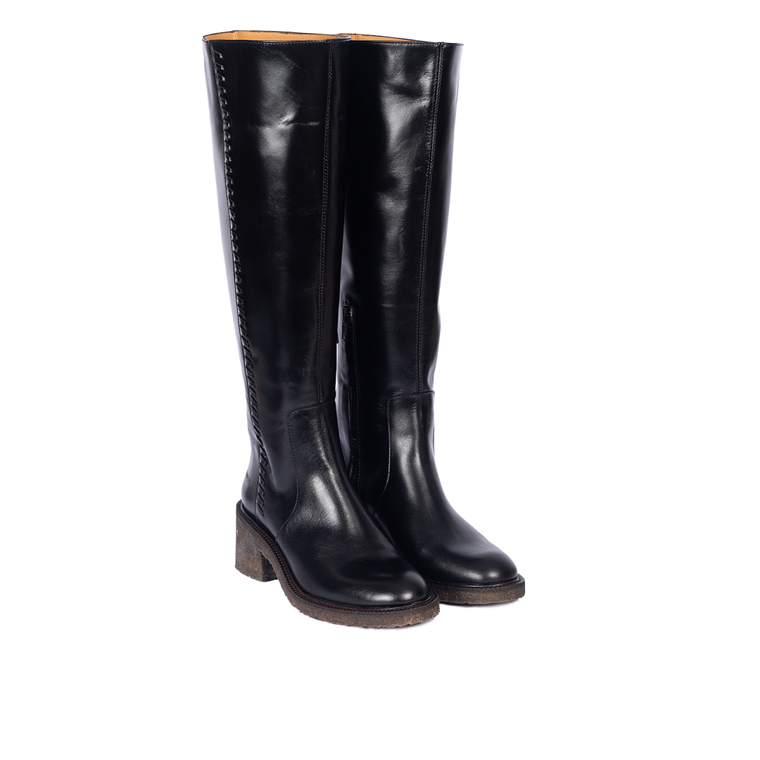Long Shafted boot with braided stitching details