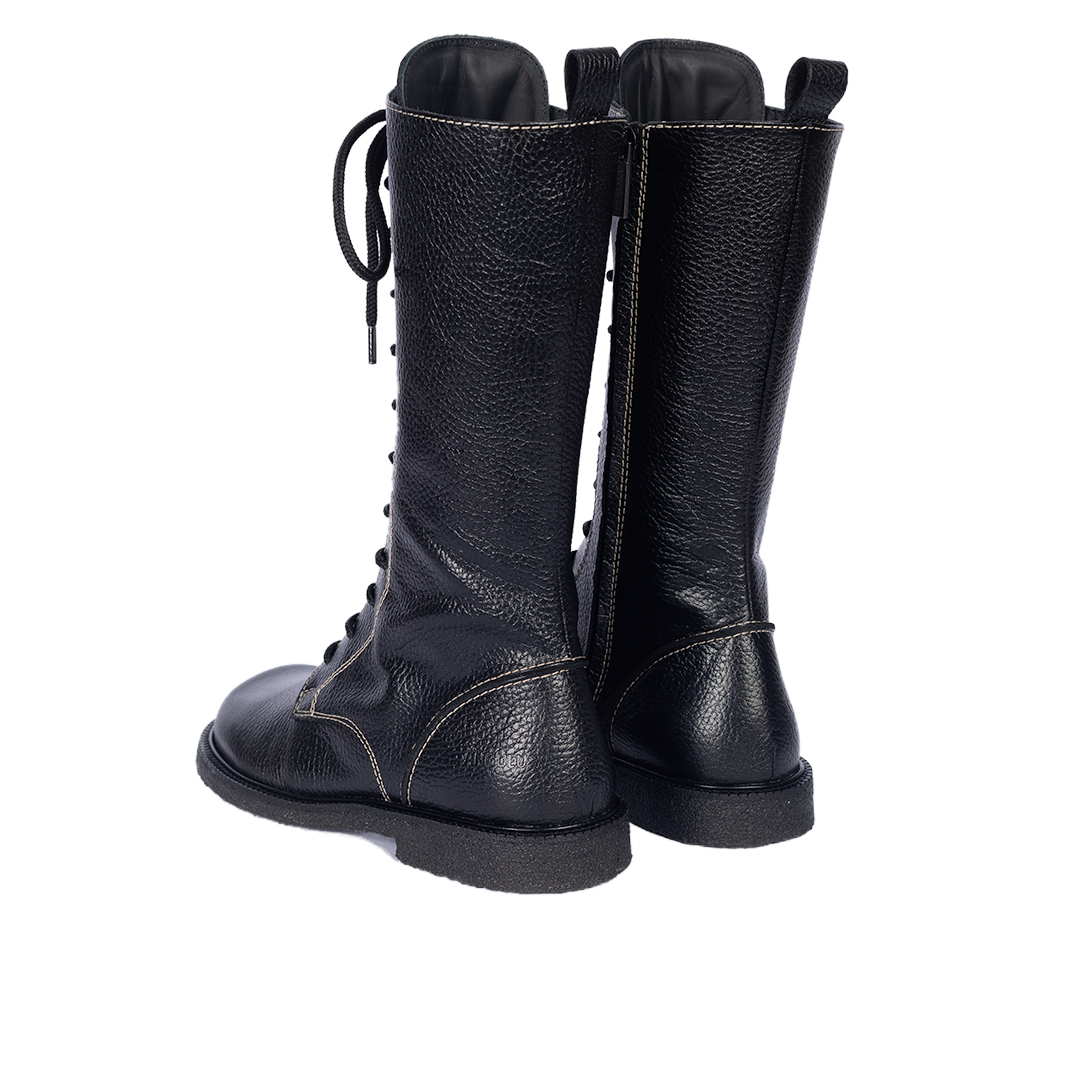 Long Shafted lace-up boot with contrast details