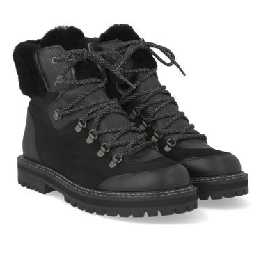 Colourblock lace-up boot with fur details