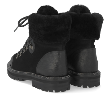 Colourblock lace-up boot with fur details