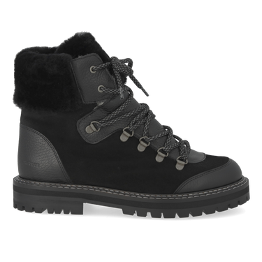 Colourblock lace-up boot with fur details