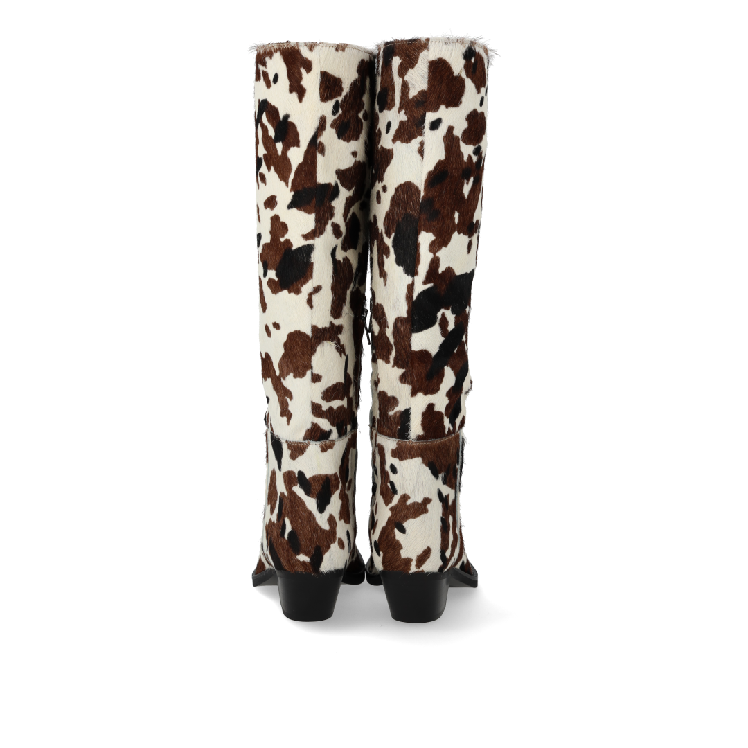 Long Shafted boot in patterned pony-hair