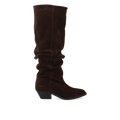 Long Shafted suede boot with ruched effect