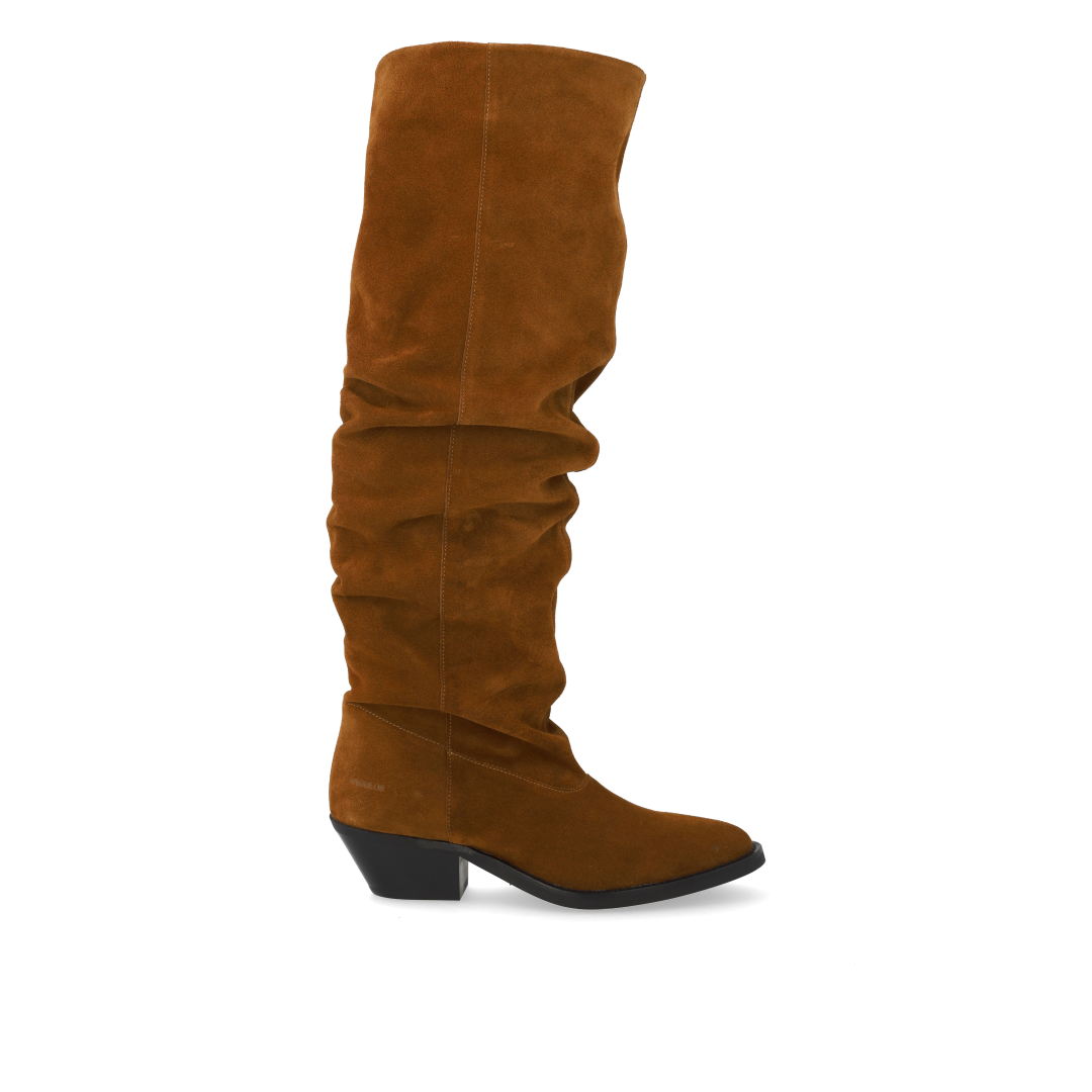Long Shafted suede boot with ruched effect