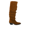 Long Shafted suede boot with ruched effect
