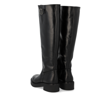 Long shafted boot with buckle detail