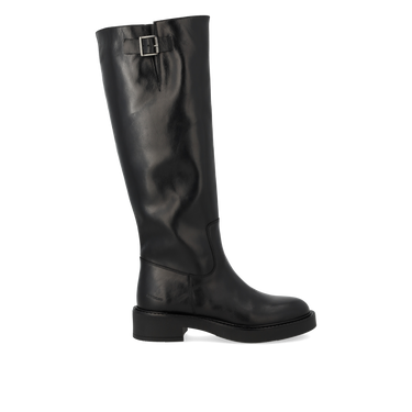 Long shafted boot with buckle detail