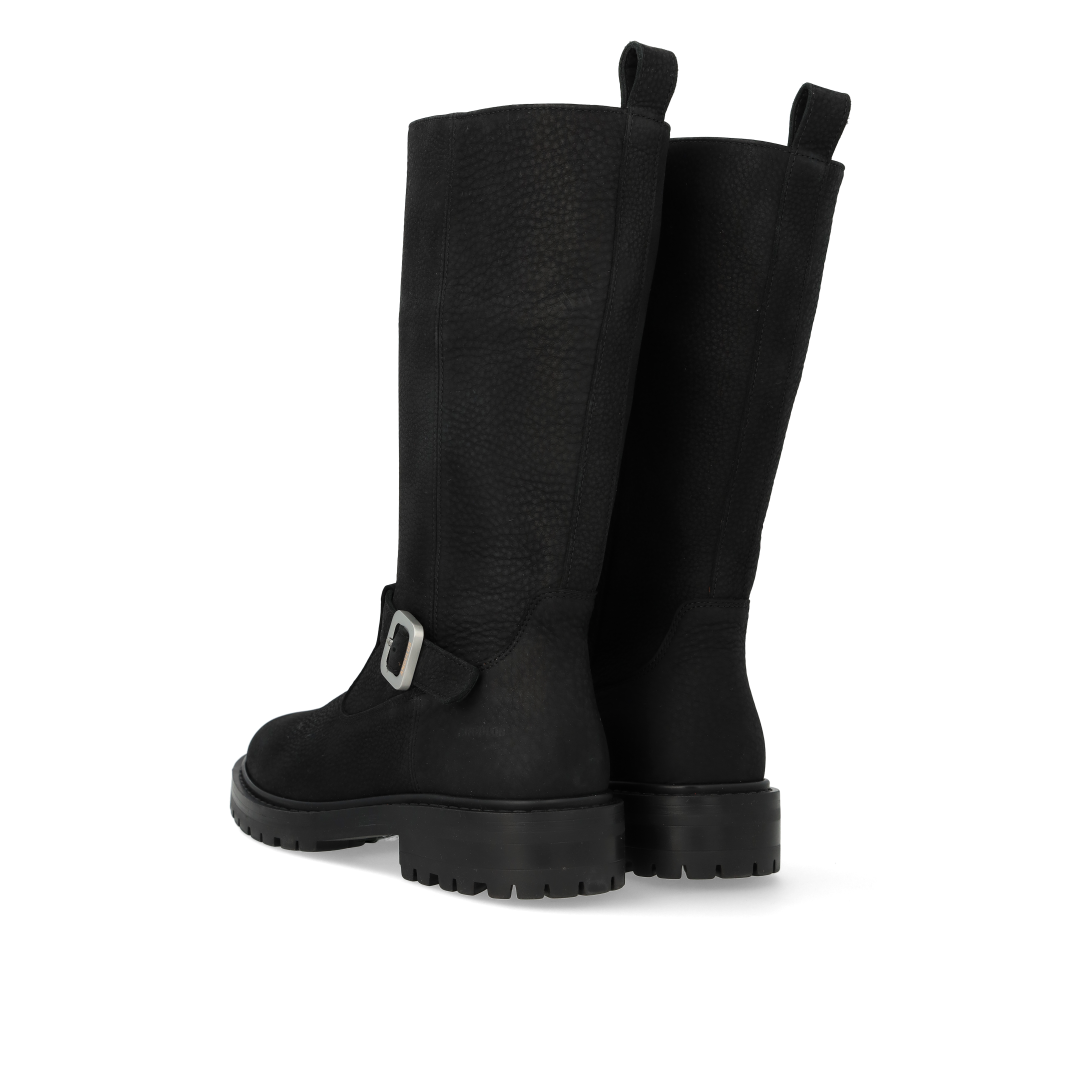 Mid-height boot with logo buckle