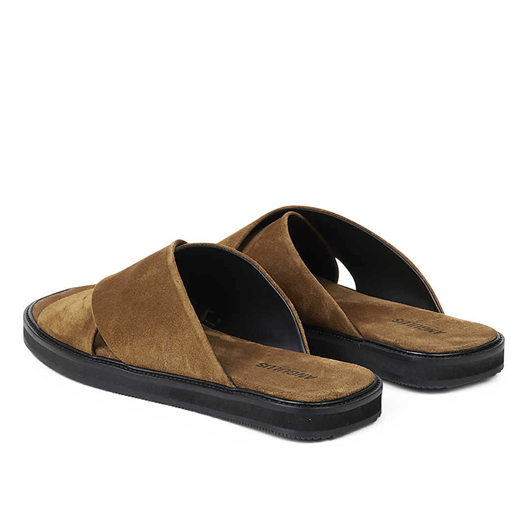 Slip-on criss-cross leather sandal