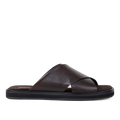 Slip-on crisscross leather sandal