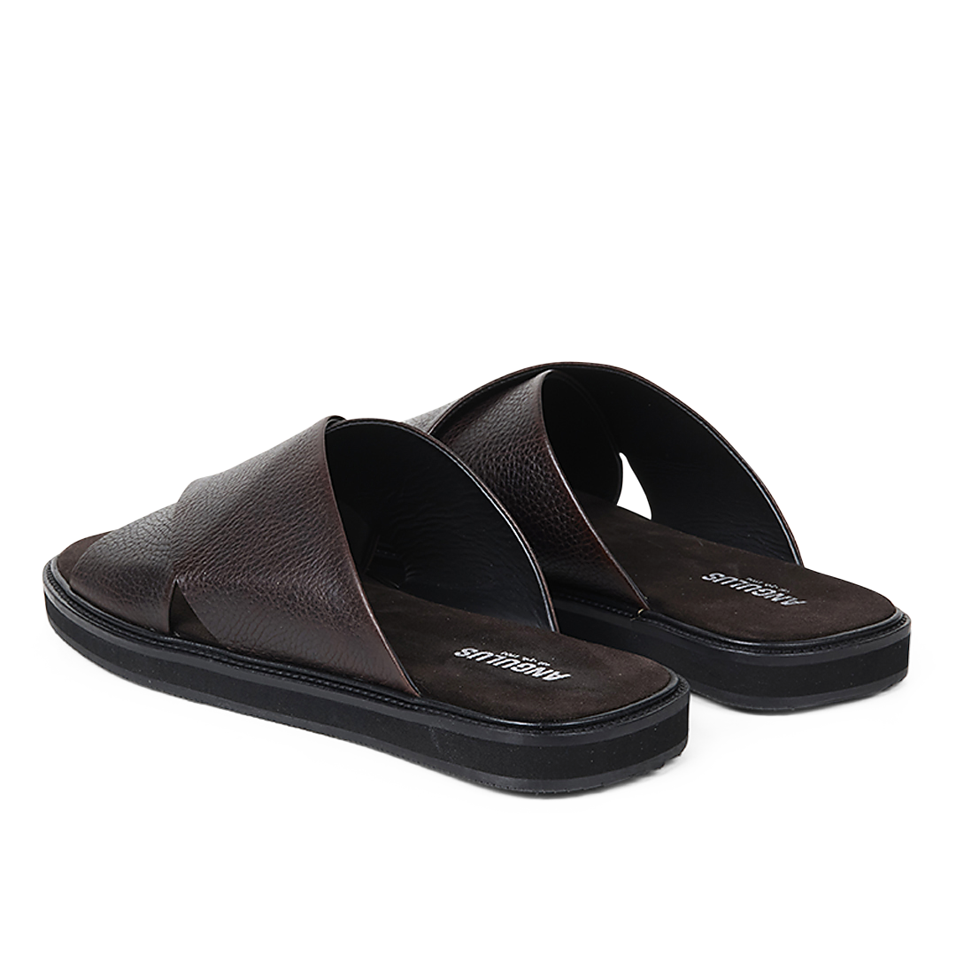 Slip-on crisscross leather sandal