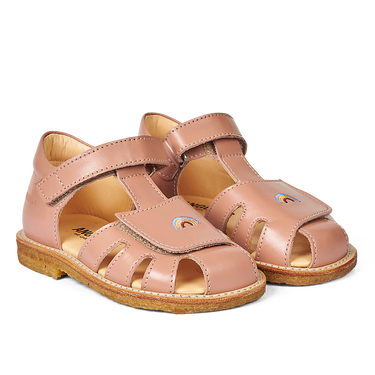 Sandal with rainbow embroidery and velcro closure