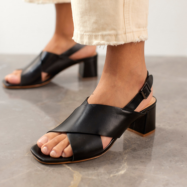 Sandal with block heel