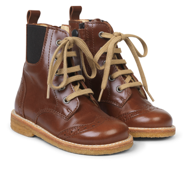 Lace-up boot with elastic and zipper