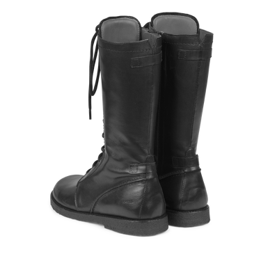 Lace-up boots w. zipper wide fit