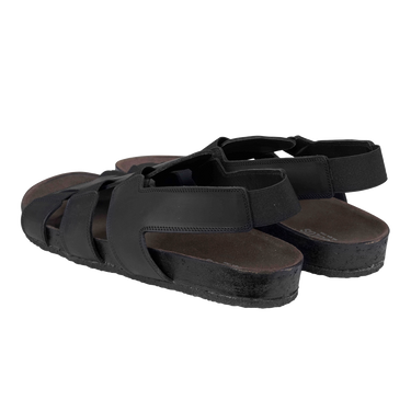 Sandal with foot bed and elastic